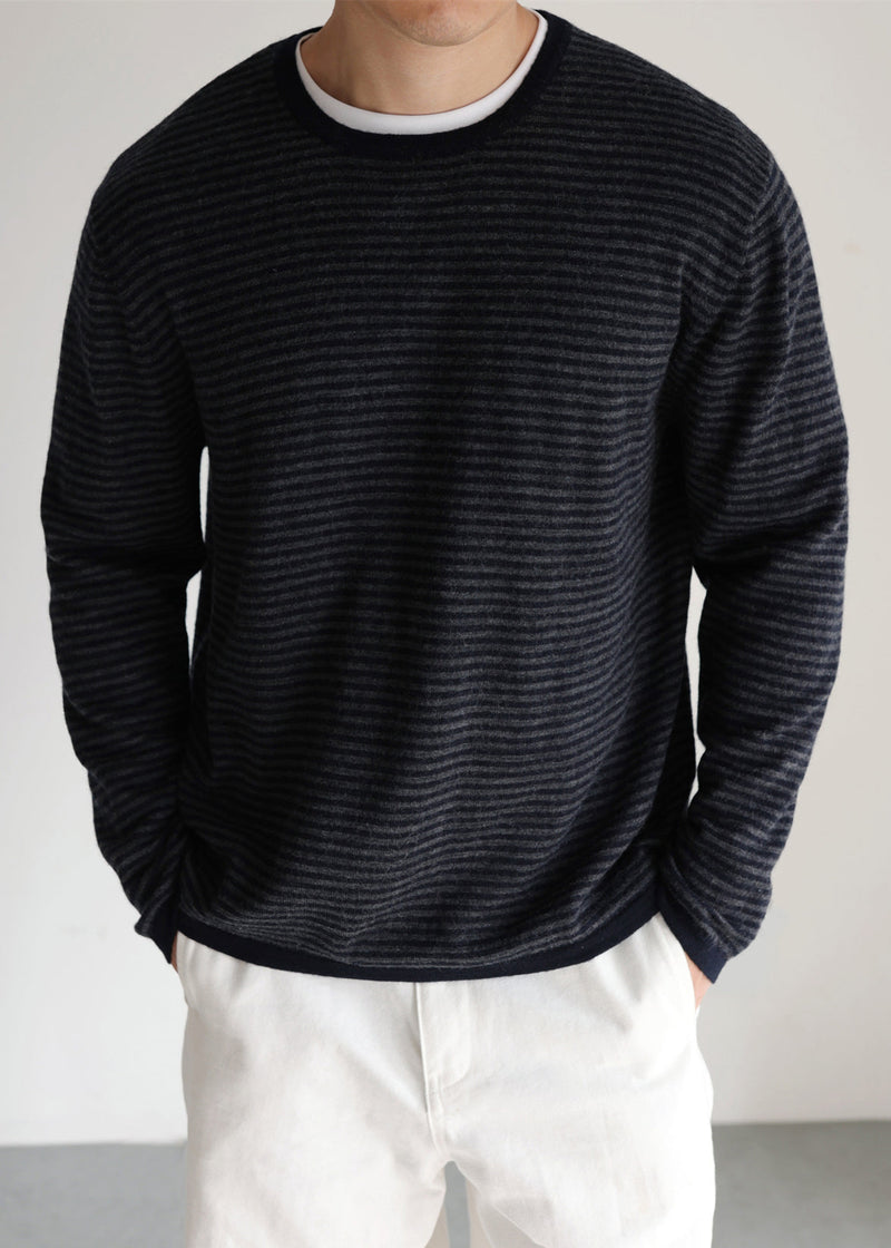 Striped O Neck Cozy Thin Knit Sweater Fall
