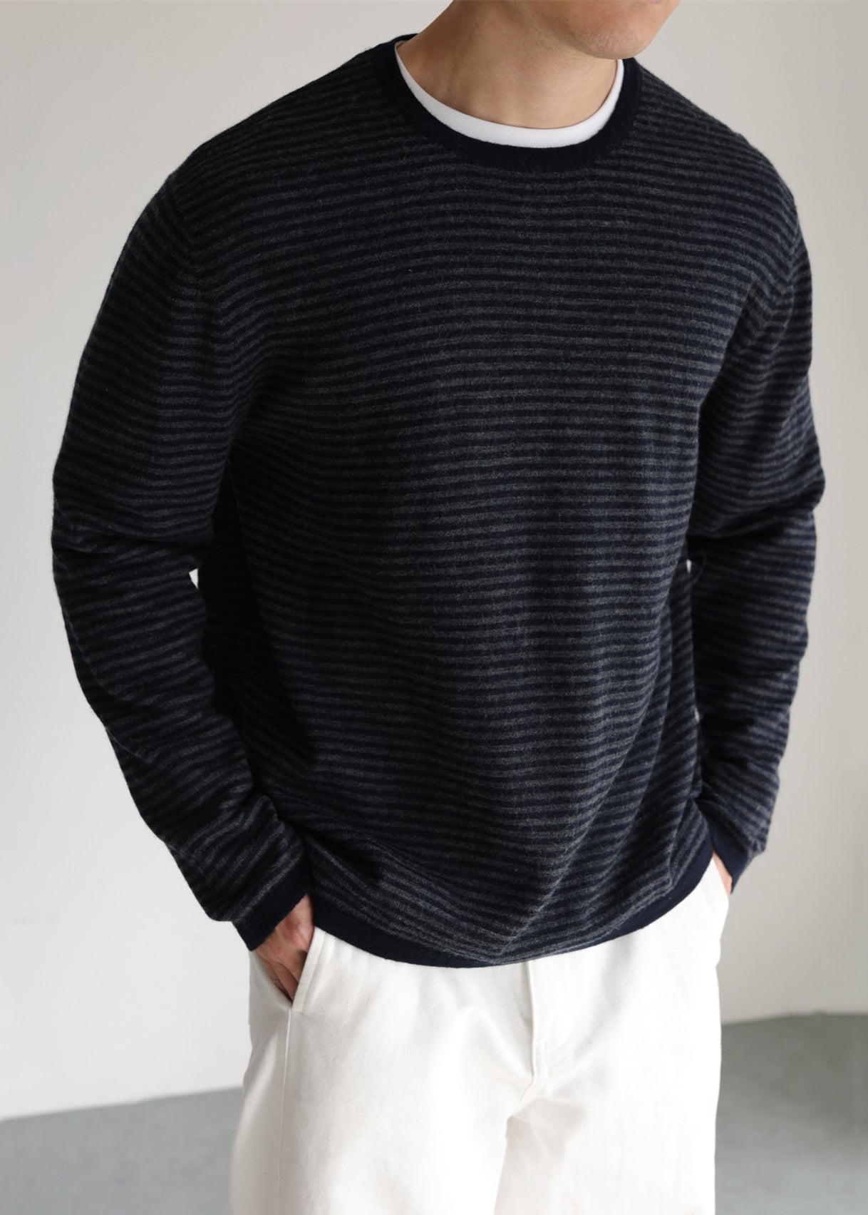 Striped O Neck Cozy Thin Knit Sweater Fall