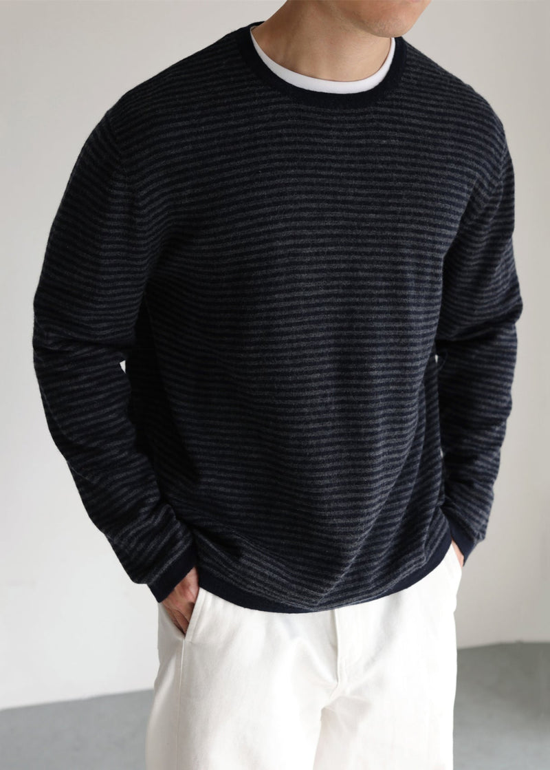 Striped O Neck Cozy Thin Knit Sweater Fall