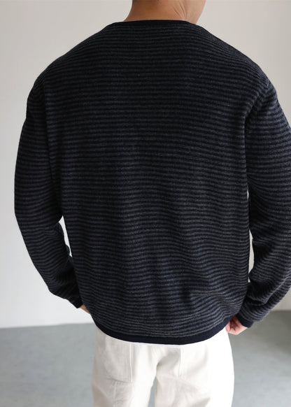 Striped O Neck Cozy Thin Knit Sweater Fall