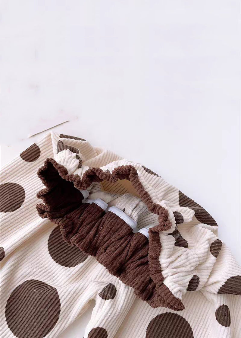 Style Apricot Dot Elastic Waist Corduroy Baby Pants Spring
