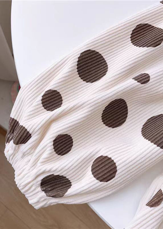 Style Apricot Dot Elastic Waist Corduroy Baby Pants Spring