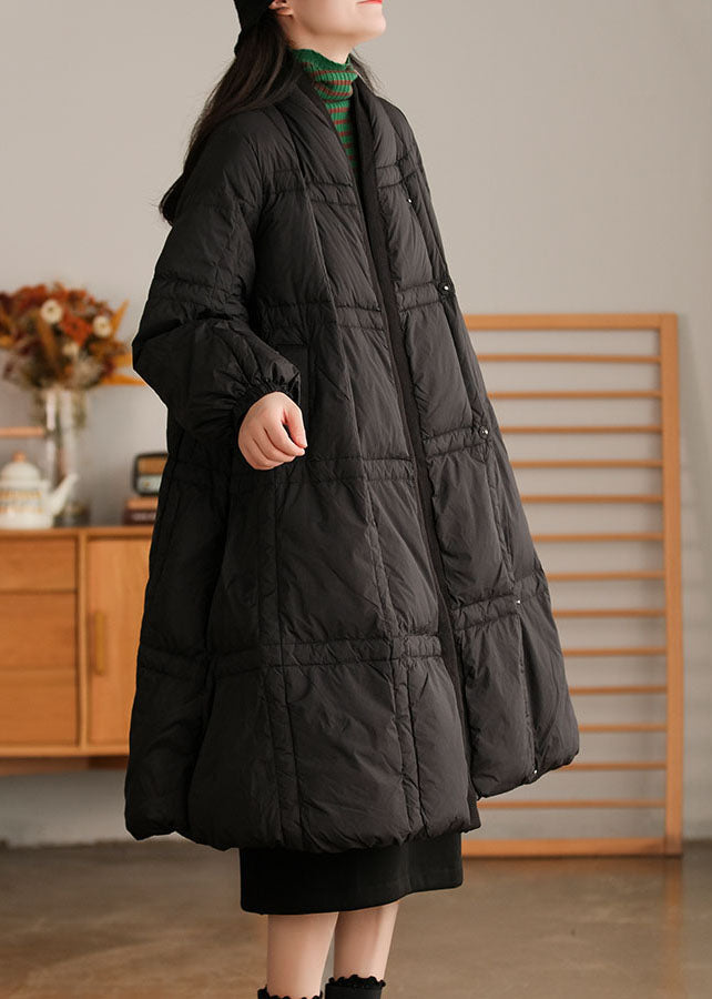 Thickened Winter Cotton Coat With Stand Collar and Pockets in Beige Style