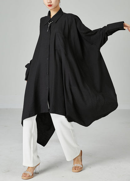 Style Black Asymmetrical Design Oversized Cotton a Line Dresses Summer