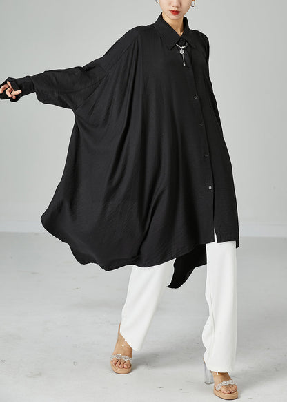 Style Black Asymmetrical Design Oversized Cotton a Line Dresses Summer
