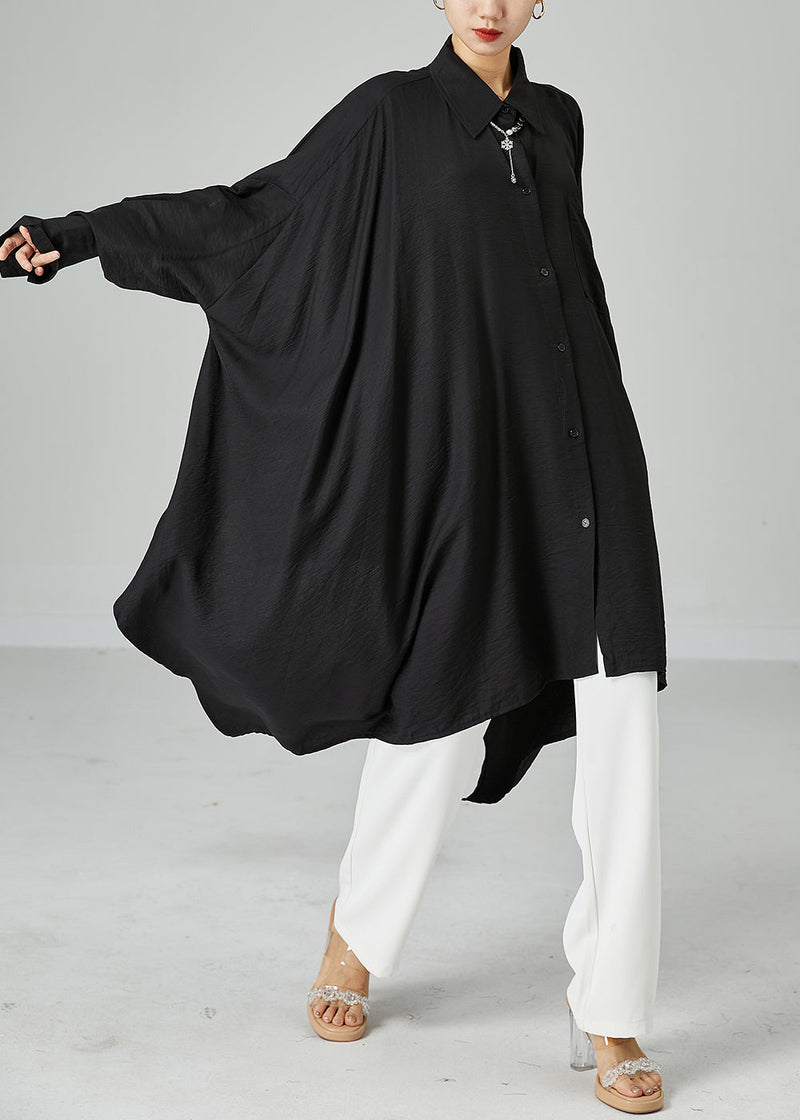 Style Black Asymmetrical Design Oversized Cotton a Line Dresses Summer