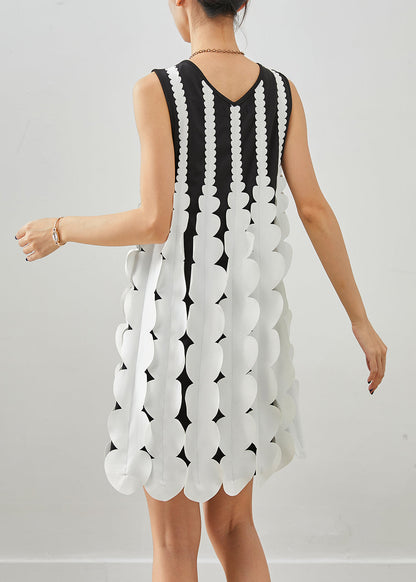 Style Black Cotton Mid Dress Sleeveless