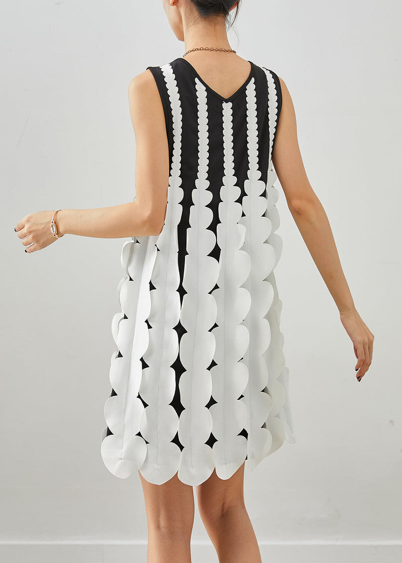 Style Black Cotton Mid Dress Sleeveless