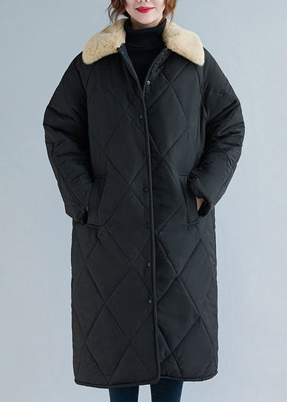 Style Black Fur Collar Thick Fine Cotton Filled Winter Parka