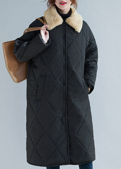 Style Black Fur Collar Thick Fine Cotton Filled Winter Parka