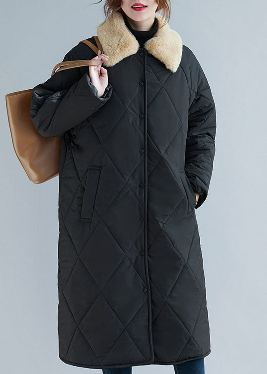 Style Black Fur Collar Thick Fine Cotton Filled Winter Parka