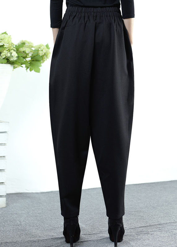 Style Black High Waist Pockets Thick Winter Pants