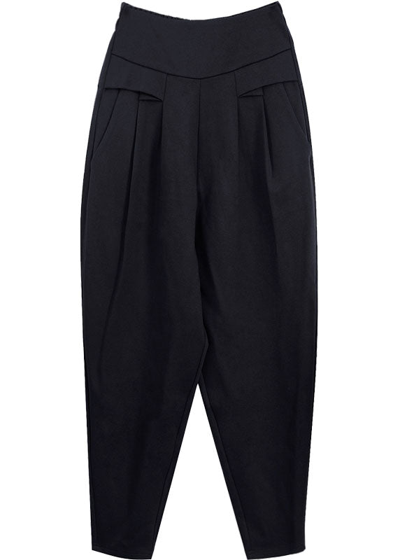 Style Black High Waist Pockets Thick Winter Pants