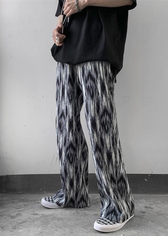 Style Black Oversized Tie Dye Cotton Pants Spring