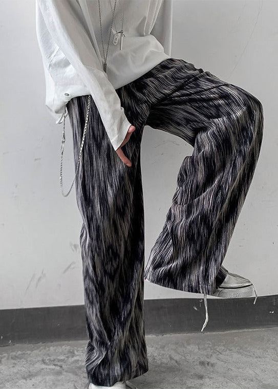 Style Black Oversized Tie Dye Cotton Pants Spring