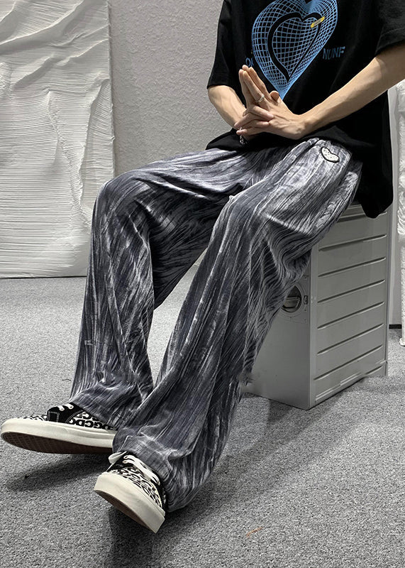 Style Black Oversized Tie Dye Cotton Pants Spring