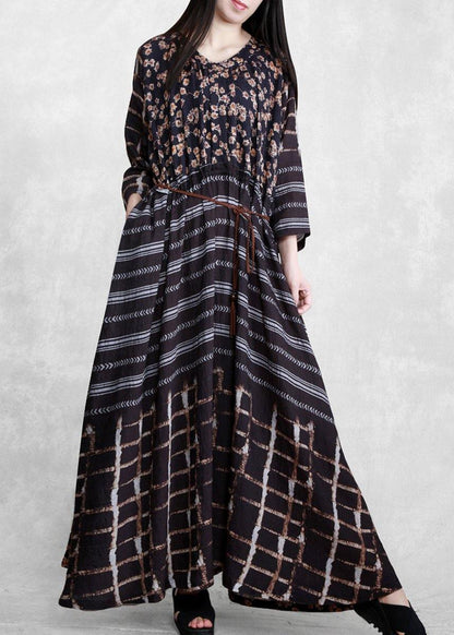 Style Black Print Long Maxi Dress