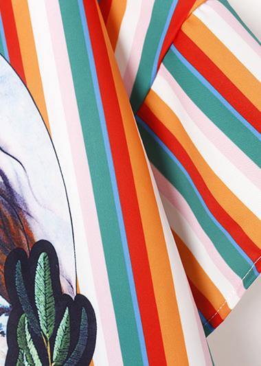 Style Chinese Button Cotton Wardrobes Ideas Striped Prints Dress Summer