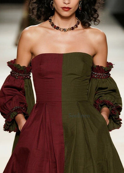 Style Colorblock Asymmetrical Patchwork Exra Large Hem Cotton Vestidos Dresses
