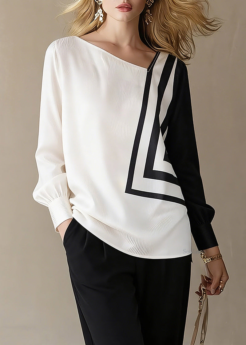 Style Colorblock O-neck Patchwork Plaid T Shirt Spring
