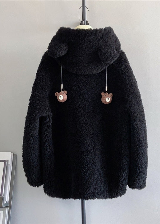 Style Coffee Zippered Wool Hoodie Coat Winter