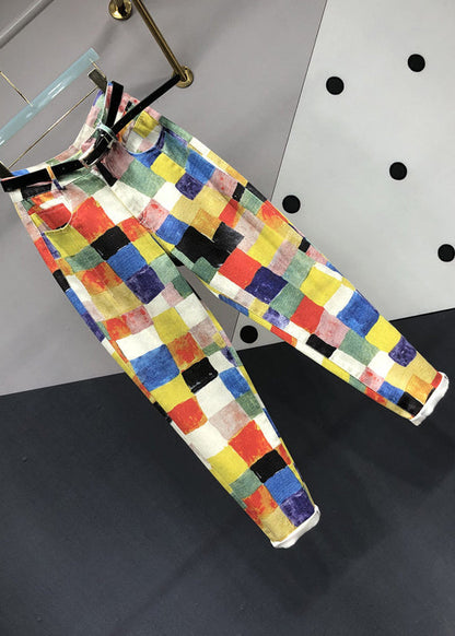 Style Dropsum Colours Pockets Patchwork Cotton Blend Pants Autumn