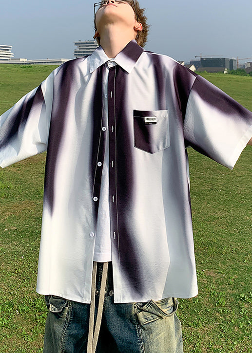 Style Gradient Green Tie Dye Loose Shirts Summer