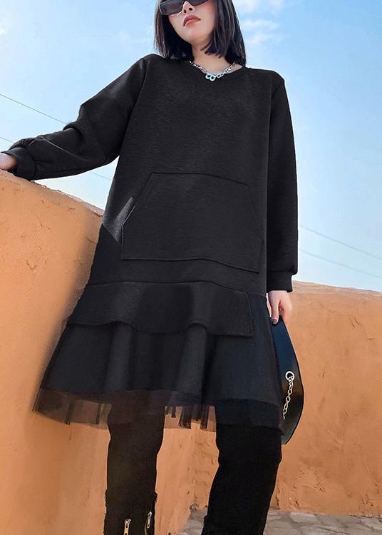 Style Gray Clothes O Neck Patchwork Spring Dresses