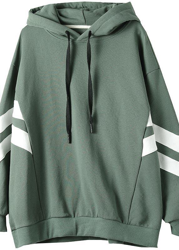 Style Green Blouse Hooded Cinched Spring Shirt