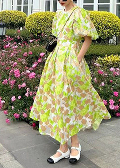 Style Green O-neck Embroidered Flattering Tulle Maxi Dress Summer