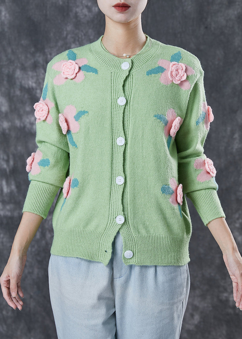 Style Green Stereoscopic Cozy Knit Cardigan Spring