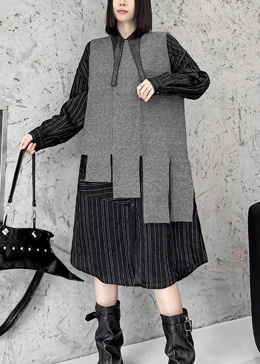 Style Grey O-neck Asymmetrical Knit Vest Sleeveless