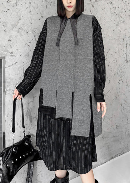 Style Grey O-neck Asymmetrical Knit Vest Sleeveless