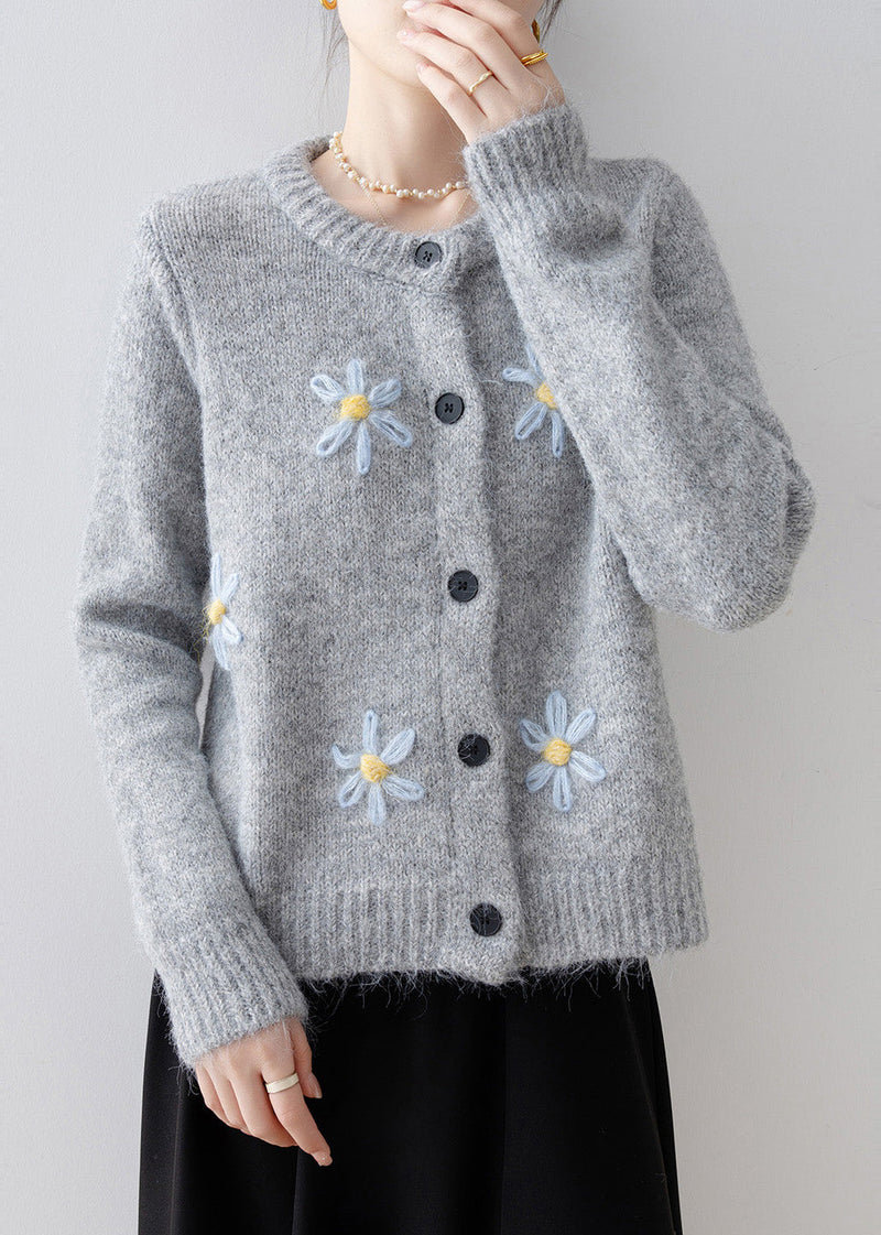 Style Grey Oversized Knit Cardigans Winter