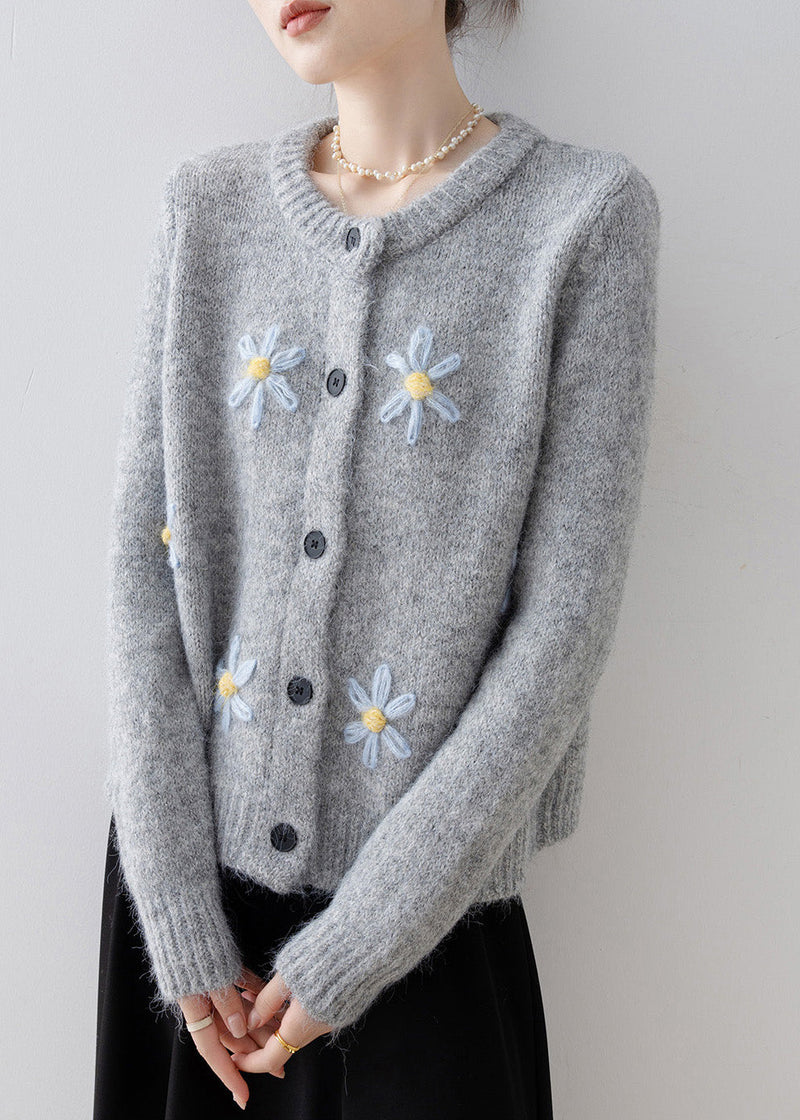 Style Grey Oversized Knit Cardigans Winter