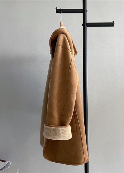 Style Khaki Wear on Both Sides Woolen Hoodies Outwear Winter