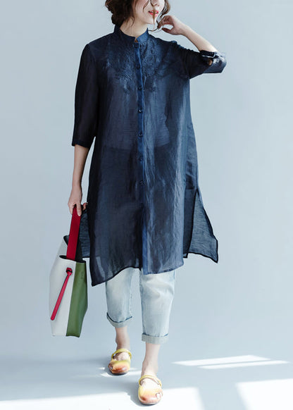 Style Light Blue Pockets Denim Straight Pants Spring