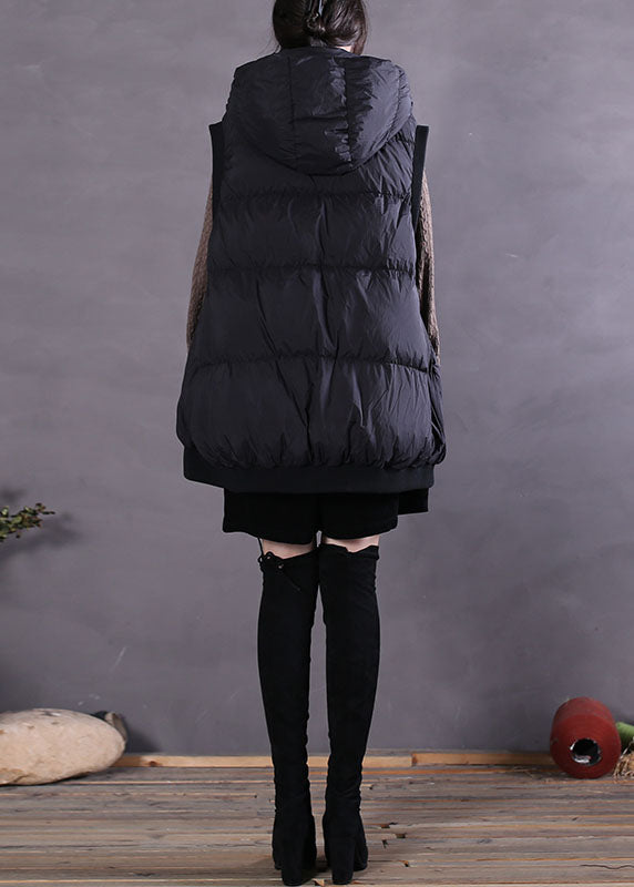 Style Light Grey Hooded Pockets Sleeveless Down Vest