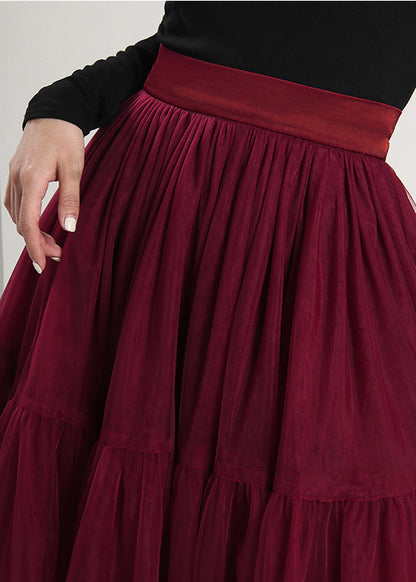 Style Mulberry High Waist Patchwork Tulle Skirts Spring