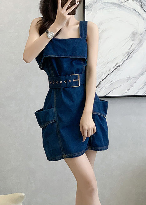 Style Navy Tunic With Pockets Denim Cami Dresses Summer