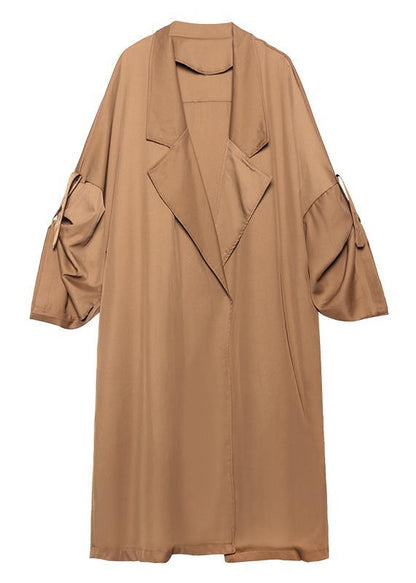 Style Notched Pockets Fine Long Coat Sblack Oversized Coats