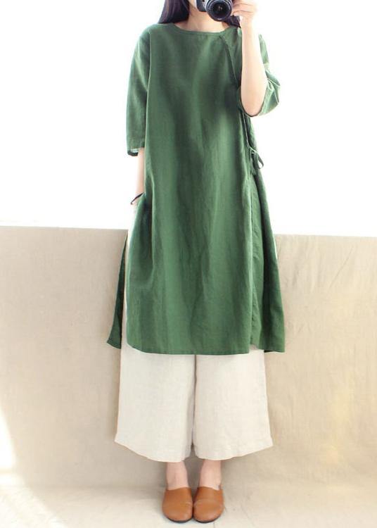 Style O Neck Half Sleeve Clothes Photography Green Dress