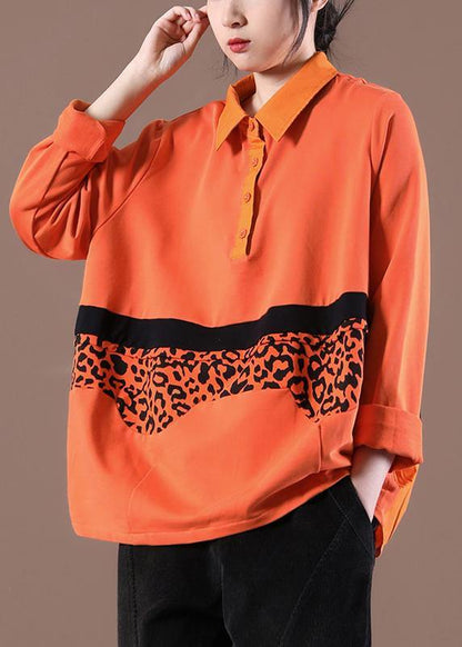Style Orange Peter Pan Collar Loose Sweatshirt
