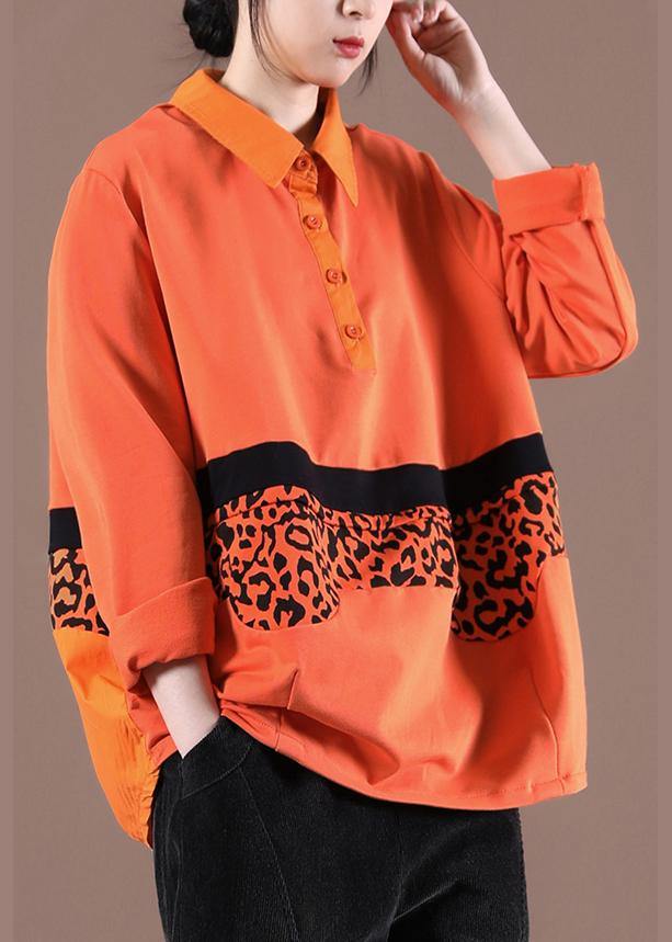 Style Orange Peter Pan Collar Loose Sweatshirt