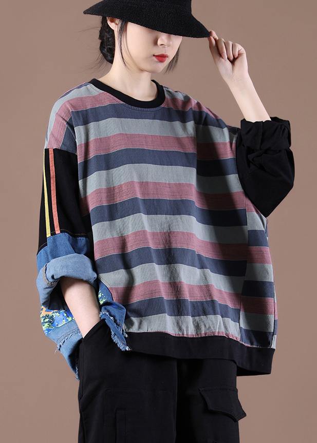 Style Patchwork Spring Shirts Black Women Tops