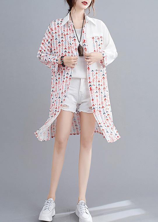 Style Pink Print Top Lapel Patchwork Daily Spring Shirts