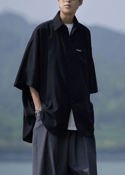 Style White Peter Pan Collar Ice Silk Shirts Summer
