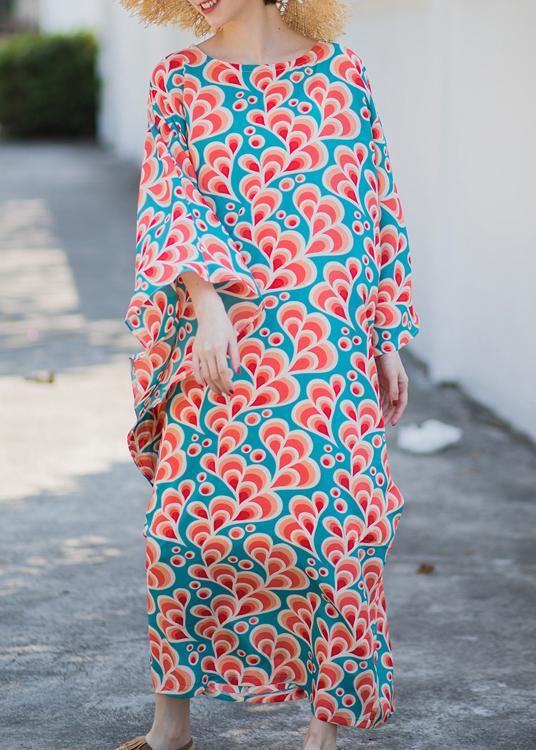 Style Print Kaftan Batwing Sleeve Maxi Dresses