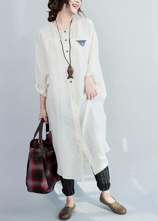 Style White Button Maxi Summer Cotton Dress