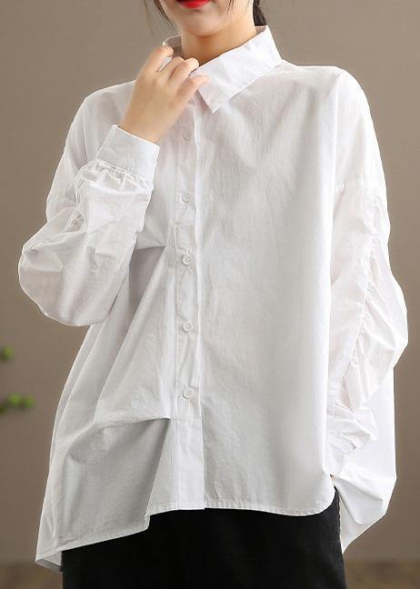 Style White Clothes For Women Lapel Button Down Midi Spring Blouses